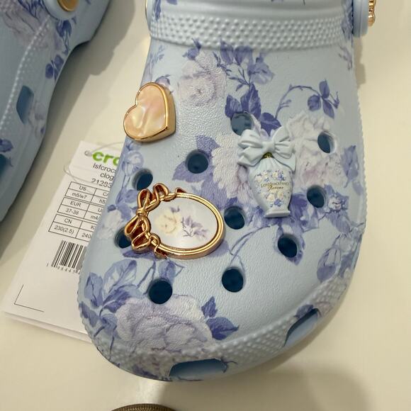 LoveShackFancy x Crocs Classic Clog - Mineral Blue Floral Print Size 7 NWT - Picture 7 of 9